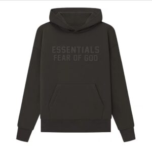 ESSENTIALS Flocked FOG Dunkelbrauner Kapuzenpullover