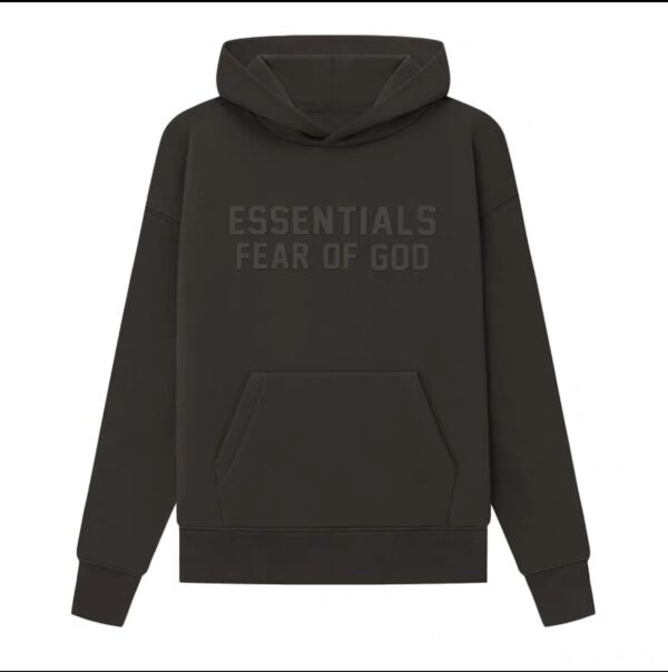 ESSENTIALS Flocked FOG Dunkelbrauner Kapuzenpullover