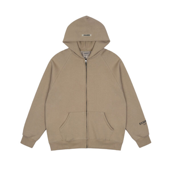 Fear of God Essentials Raglan Full Zip Hoodie Khaki