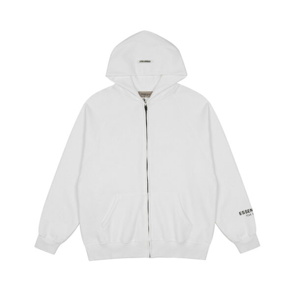 Fear of God Essentials Raglan-Hoodie mit durchgehendem Reißverschluss, Weiß